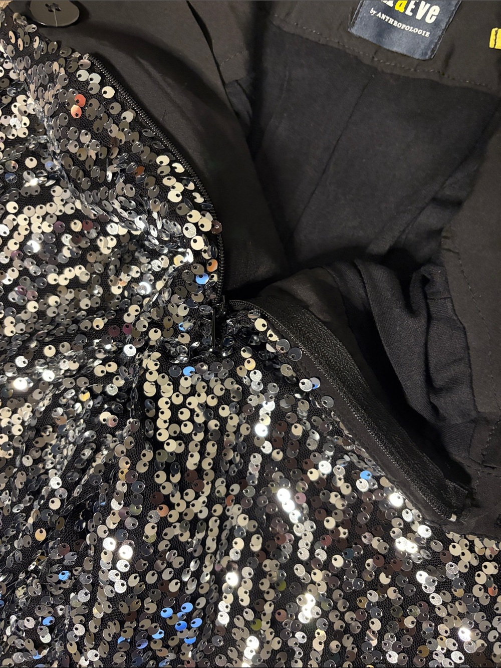 Anthropologie Black Garment with Silver Sequin Shine - Picture 5 of 6